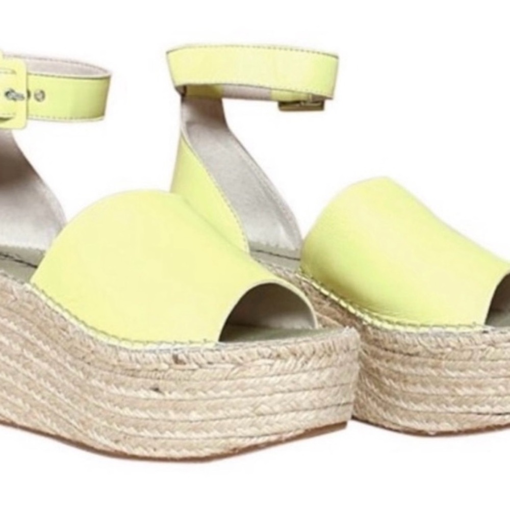 New Free People Sunny Lime Leather Coastal Platform Wedge Burlap Sandals
39/US 9 - Picture 3 of 13